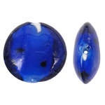Handgemaakte Lampwork Beads, Rond plat, blauw, 20mm, Gat:Ca 2mm, 100pC's/Bag, Verkocht door Bag