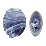 Ručno lampwork perle, Oval, ljubičasta boja, 24x30x12mm, Rupa:Približno 2.5mm, 100računala/Torba, Prodano By Torba