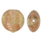 Perles de Murano sable d'or, chalumeau, Plat rond, 12x8mm, Trou:Environ 1.5mm, 100PC/sac, Vendu par sac