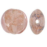 Perles de Murano sable d'or, chalumeau, Plat rond, rose, 12x8mm, Trou:Environ 1.5mm, 100PC/sac, Vendu par sac