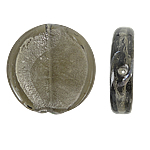 Perline di vetro Murano foglia argento, vetro lavorato, Cerchio piatto, lamina di argento, grigio, 28x6mm, Foro:Appross. 2mm, 100PC/borsa, Venduto da borsa