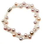 Freshwater Cultured Pearl Bracelet Freshwater Pearl with Glass brass magnetic clasp 5-6mm Sold Per Approx 7.5 Inch Strand