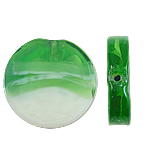 Ruční Lampwork korálky, Vinuté, Mince, zelený, 20x5mm, Otvor:Cca 1mm, 100PC/Bag, Prodáno By Bag