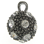 Zinc Alloy Pendants Round plumbum black color plated with rhinestone nickel lead & cadmium free Approx Sold By Bag