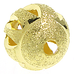 Messing Stardust Perler, Runde, guldfarve belagt, hule, nikkel, bly & cadmium fri, 10mm, Hole:Ca. 2mm, 300pc'er/Bag, Solgt af Bag