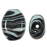 Perles murano faites à la main , chalumeau, ovale, strie, 17x21x11mm, Trou:Environ 2.5mm, 100PC/sac, Vendu par sac