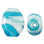 Handgemaakte Lampwork Beads, Ovaal, blauw, 17x21x11mm, Gat:Ca 2.5mm, 100pC's/Bag, Verkocht door Bag
