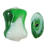 Handmade Lampwork Gyöngyök, Bambusz, zöld, 15x21x8mm, Lyuk:Kb 2mm, 100PC-k/Bag, Által értékesített Bag