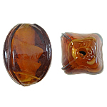 Belső Twist Lampwork gyöngyök, Ovális, barna, 12x17mm, Lyuk:Kb 2mm, 100PC-k/Bag, Által értékesített Bag