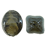 Abalorios de Cristal de Murano con Interior Trenzado, Óvalo, 12x17mm, agujero:aproximado 2mm, 100PCs/Bolsa, Vendido por Bolsa