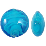 Unutarnji Twist lampwork perle, Stan Okrugli, plav, 15x8mm, Rupa:Približno 2mm, 100računala/Torba, Prodano By Torba