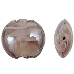 Innerer Twist Lampwork Perlen, flache Runde, Rosa, 15x8mm, Bohrung:ca. 2mm, 100PCs/Tasche, verkauft von Tasche