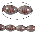 Perles de Murano à torsion intérieure, chalumeau, ovale, brun, 11x18mm, Trou:Environ 1.5mm, 100PC/sac, Vendu par sac