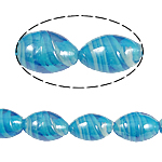 Perles de Murano à torsion intérieure, chalumeau, ovale, bleu, 11x18mm, Trou:Environ 1.5mm, 100PC/sac, Vendu par sac