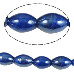 Belső Twist Lampwork gyöngyök, Ovális, kék, 11x18mm, Lyuk:Kb 1.5mm, 100PC-k/Bag, Által értékesített Bag