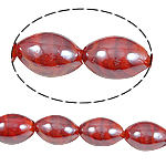 Unutarnji Twist lampwork perle, Oval, crven, 11x18mm, Rupa:Približno 1.5mm, 100računala/Torba, Prodano By Torba