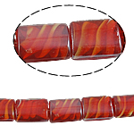Belső Twist Lampwork gyöngyök, Téglalap, piros, 16x21x9mm, Lyuk:Kb 2mm, 100PC-k/Bag, Által értékesített Bag