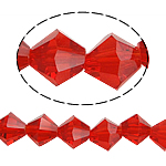 Contas de cristal bicone, facetada, vermelho cristal, 8x8mm, Buraco:Aprox 1.5mm, comprimento Aprox 10.5 inchaltura, 10vertentespraia/Bag, vendido por Bag