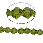 Bicone kristalli helmiä, kasvot, Oliviini, 6x6mm, Reikä:N. 1mm, Pituus 10.5 tuuma, 10säikeet/laukku, Myymät laukku