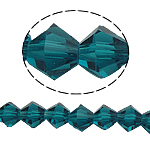 Doppelkegel Kristallperlen, Kristall, facettierte, pfauenblau, 6x6mm, Bohrung:ca. 1mm, Länge 10.5 ZollInch, 10SträngeStrang/Tasche, verkauft von Tasche