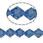 Bicone kristalli helmiä, kasvot, Lt Sapphire, 8x8mm, Reikä:N. 1.5mm, Pituus 10.5 tuuma, 10säikeet/laukku, Myymät laukku