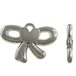 Copper Coated Plastic Pendant Bowknot platinum color plated nickel lead & cadmium free Approx 2.5mm Sold By Lot