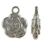 Copper Coated Plastic Pendant Flower platinum color plated nickel lead & cadmium free Approx 3mm Sold By Lot