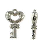 Copper Coated Plastic Pendant Key platinum color plated nickel lead & cadmium free Approx 4mm Sold By Lot