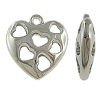 Copper Coated Plastic Pendant Heart platinum color plated nickel lead & cadmium free Approx 2.5mm Sold By Lot