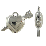 Copper Coated Plastic Pendant Heart platinum color plated nickel lead & cadmium free Approx 0.5mm Sold By Lot