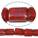 Abalorios de Cristal de Murano con Interior Trenzado, Rectángular, Rojo, 12x15x8mm, agujero:aproximado 2mm, longitud 18.5 Inch, 5Strandsfilamento/Bolsa, Vendido por Bolsa
