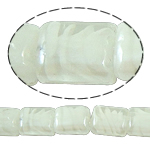 Innerer Twist Lampwork Perlen, Rechteck, weiß, 12x15x8mm, Bohrung:ca. 2mm, Länge 18.5 ZollInch, 5SträngeStrang/Tasche, verkauft von Tasche