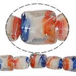 Innerer Twist Lampwork Perlen, Quadrat, 13x13x11mm, Bohrung:ca. 2mm, Länge 17 ZollInch, 5SträngeStrang/Tasche, verkauft von Tasche