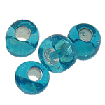 Srebrna Lined Staklo sjeme perli, Krug, srebro-postrojilo, plav, 3x3.60mm, Rupa:Približno 0.3mm, Približno 7500računala/Torba, Prodano By Torba