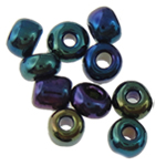 Regnbue glas frø perler, Glas Seed Beads, Runde, 1.90x2.20mm, Hole:Ca. 0.3mm, Ca. 22500pc'er/Bag, Solgt af Bag