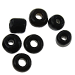 Kleursolide glazen Seed beads, Glas rocailles, effen kleur, zwart, 1.90x2.20mm, Gat:Ca 0.3mm, Ca 22500pC's/Bag, Verkocht door Bag
