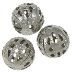 Järn Smycken Pärlor, Rund, platina pläterad, ihålig, leda & kadmiumfri, 8mm, Hål:Ca 1mm, 2000PC/Bag, Säljs av Bag