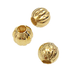 Jern smykker perler, Runde, guldfarve belagt, nikkel, bly & cadmium fri, 3.2x2.5mm, Hole:Ca. 1.5mm, 10000pc'er/Bag, Solgt af Bag