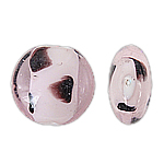Handgemaakte Lampwork Beads, Rond plat, roze, 20x10mm, Gat:Ca 1.5mm, 100pC's/Bag, Verkocht door Bag