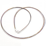Módní náhrdelník kabel, Tiger Tail Wire, sterling silver jarní prsten spona, 6 pramenů, smíšené barvy, 0.38mm, Délka 18 inch, 10přediva/Lot, Prodáno By Lot
