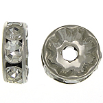 Separadores de Diamantes de Imitación, metal, Toroidal, chapado en color de platina, con diamantes de imitación, libre de níquel, plomo & cadmio, 10x10x3.80mm, agujero:aproximado 2.2mm, 500PCs/Bolsa, Vendido por Bolsa