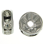 Separadores de Diamantes de Imitación, metal, Toroidal, chapado en color de platina, con diamantes de imitación, libre de níquel, plomo & cadmio, 8x8x3.50mm, agujero:aproximado 1.8mm, 500PCs/Bolsa, Vendido por Bolsa