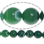 Természetes zöld achát gyöngyök, Kerek, különböző méretű a választás & csík, Lyuk:Kb 1-1.2mm, Naponta eladott Kb 15.5 inch Strand