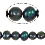 Bulvių išauginti gėlavandenių perlų karoliukai, Gėlo vandens perlų, Bulvė, natūralus, juodas, Įvertinimas, 9-10mm, Skylė:Apytiksliai 0.8mm, Parduota už 14.5 Inch Strand
