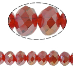 Contas de Cristal Rondelle, imitação de cristal CRYSTALLIZED™, vermelho cristal, 6x8mm, Buraco:Aprox 1mm, comprimento 15 inchaltura, 10vertentespraia/Bag, Aprox 72PCs/Strand, vendido por Bag