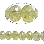 Rondelle-Krystal-Perler, Krystal, efterligning CRYSTALLIZED™ krystaller, Lime, 6x8mm, Hole:Ca. 1mm, Længde 15 inch, 10Strands/Bag, Solgt af Bag