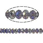 Rondelle-Krystal-Perler, Krystal, efterligning CRYSTALLIZED™ krystaller, Violet, 4x6mm, Hole:Ca. 1mm, Længde Ca. 18.5 inch, 10Strands/Bag, Solgt af Bag