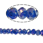Rondelle-Krystal-Perler, Krystal, efterligning CRYSTALLIZED™ krystaller, Mørk Sapphire, 4x6mm, Hole:Ca. 1mm, Længde 17 inch, 10Strands/Bag, Ca. 100pc'er/Strand, Solgt af Bag