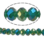 Rondelle-Krystal-Perler, Krystal, efterligning CRYSTALLIZED™ krystaller, Smaragd, 4x6mm, Hole:Ca. 1mm, Længde Ca. 18 inch, 10Strands/Bag, Ca. 100pc'er/Strand, Solgt af Bag