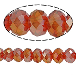 Rondelle-Krystal-Perler, Krystal, efterligning CRYSTALLIZED™ krystaller, siam, 4x6mm, Hole:Ca. 1mm, Længde Ca. 17.5 inch, 10Strands/Lot, Solgt af Lot